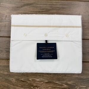 Ralph Lauren King Flat Sheet White Sand‎ Dune Palmer Percale Organic Cotton NEW